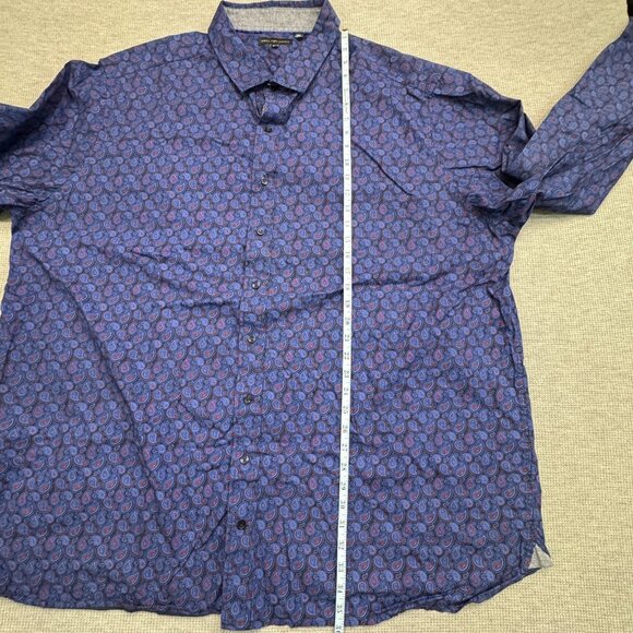 Twenty Eight Degrees Mens Size 3XLT Blue Paisley Button Up Shirt Cotton - Picture 8 of 11